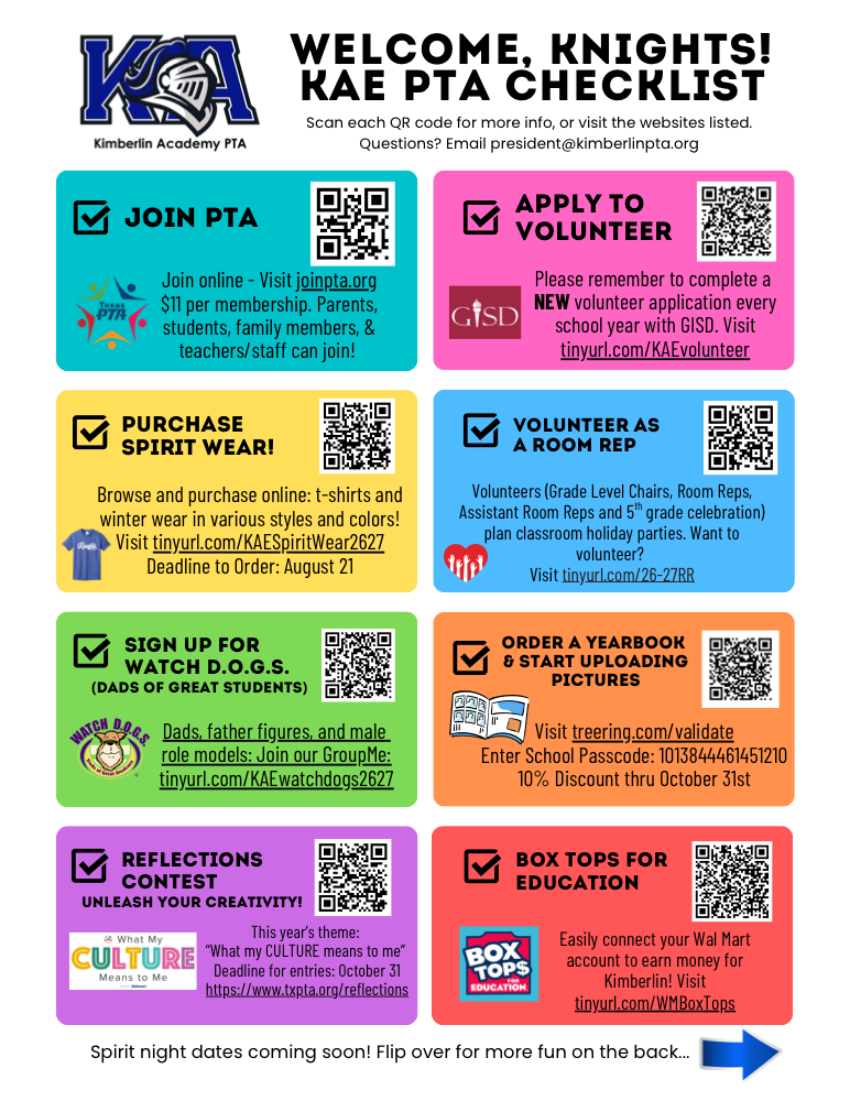 Kimberlin PTA Checklist